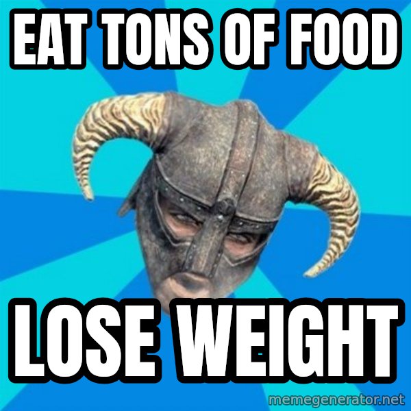 skyrim stan meme: Eat tons of food / Lose weight