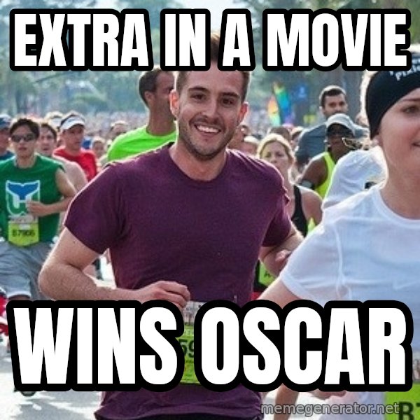 Ridiculously photogenic guy (Zeddie) meme: extra in a movie / wins oscar