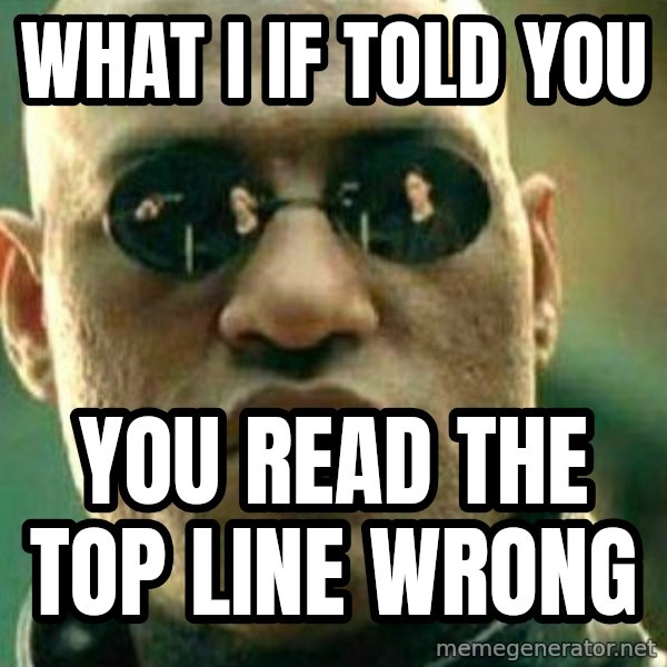 What If I Told You meme: what i if told you / you read the top line wrong