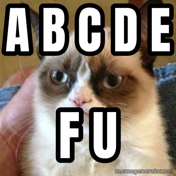 Grumpy Cat  meme: A B C D E / F    U