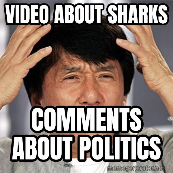 Jackie Chan meme: Video about sharks / Comments about politics