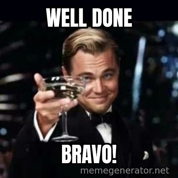 Gatsby Gatsby meme: WELL DONE / BRAVO!