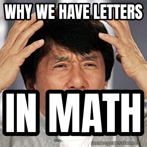 Jackie Chan meme: why we have letters / in math