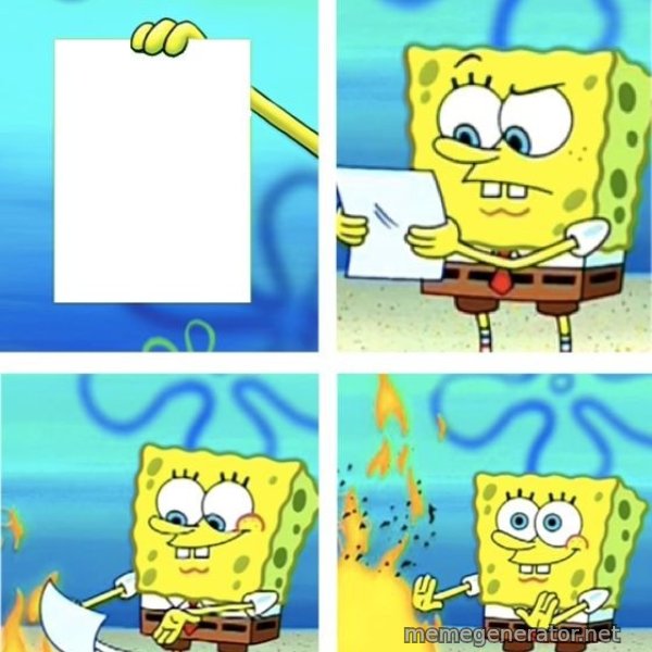 SpongeBob Burning Paper meme template