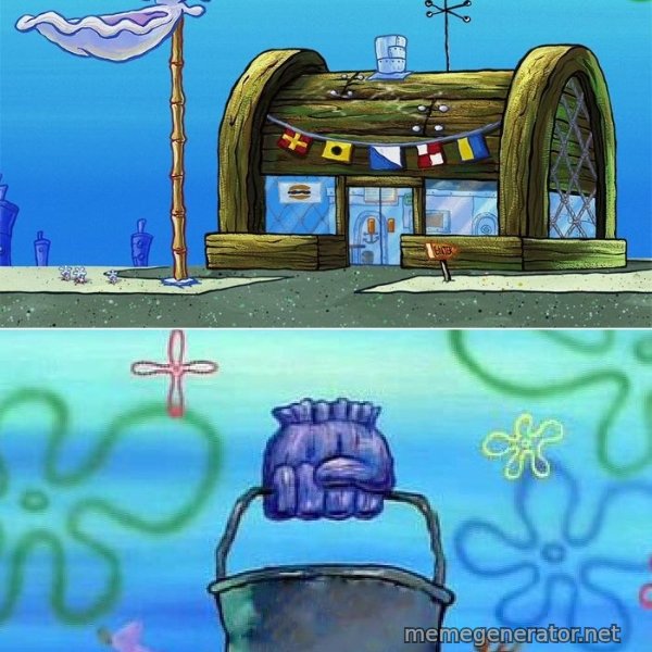 Krusty Krab vs. Chum Bucket meme template